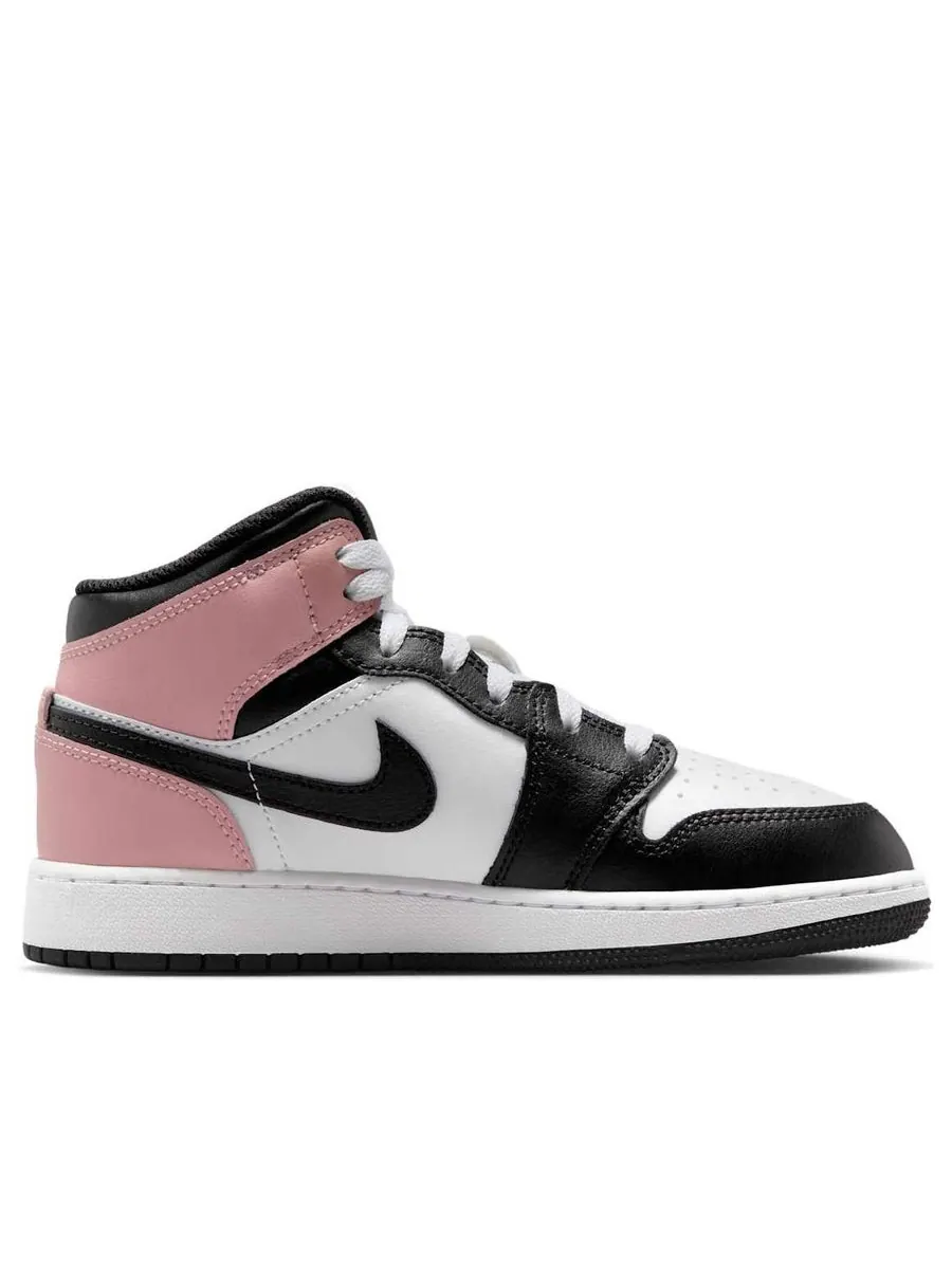 Кроссовки (GS) Air Jordan 1 Mid 'White Rust Pink' — изображение 2 из 6, белый
