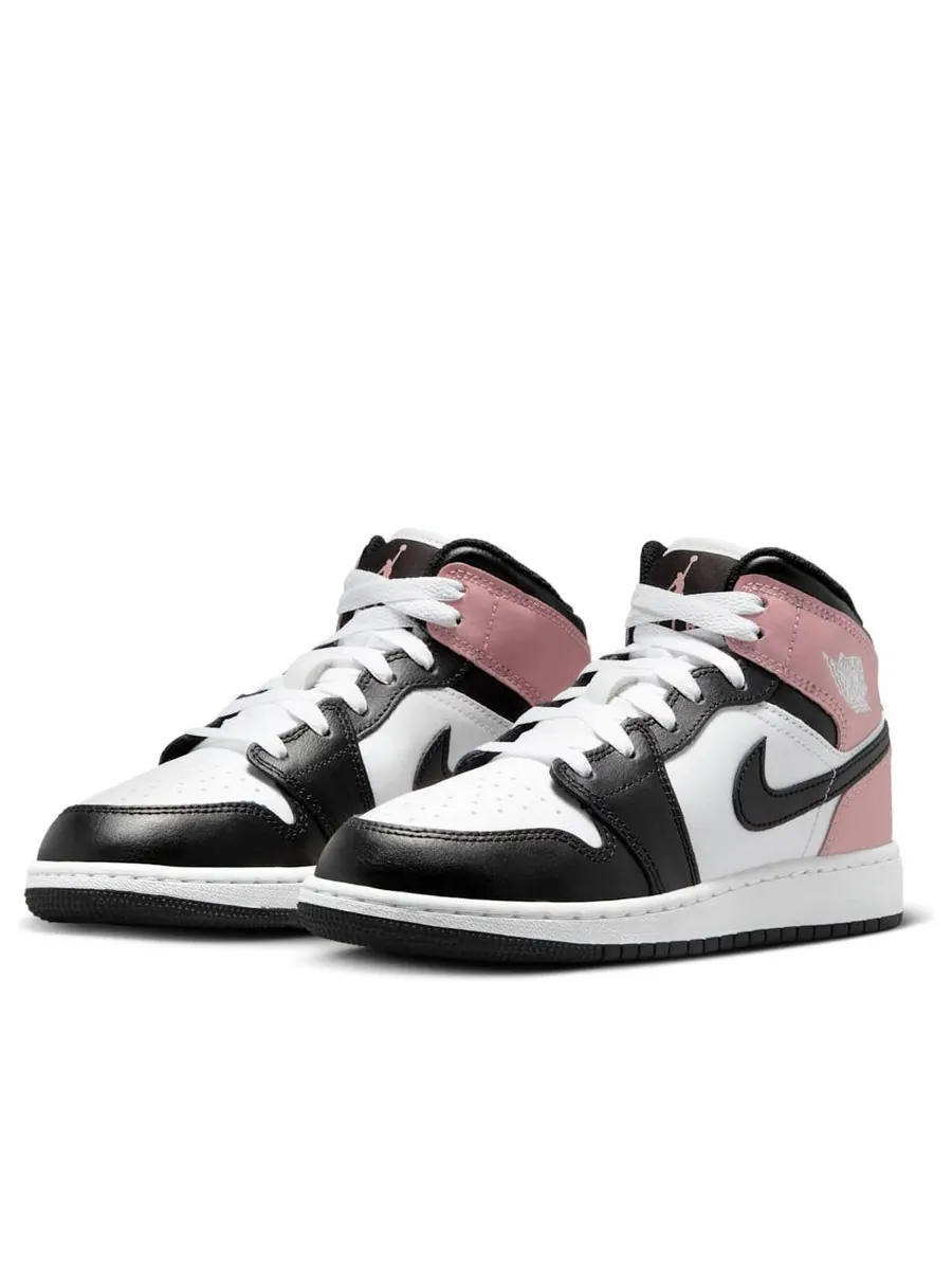 Кроссовки (GS) Air Jordan 1 Mid 'White Rust Pink' — изображение 3 из 6, белый