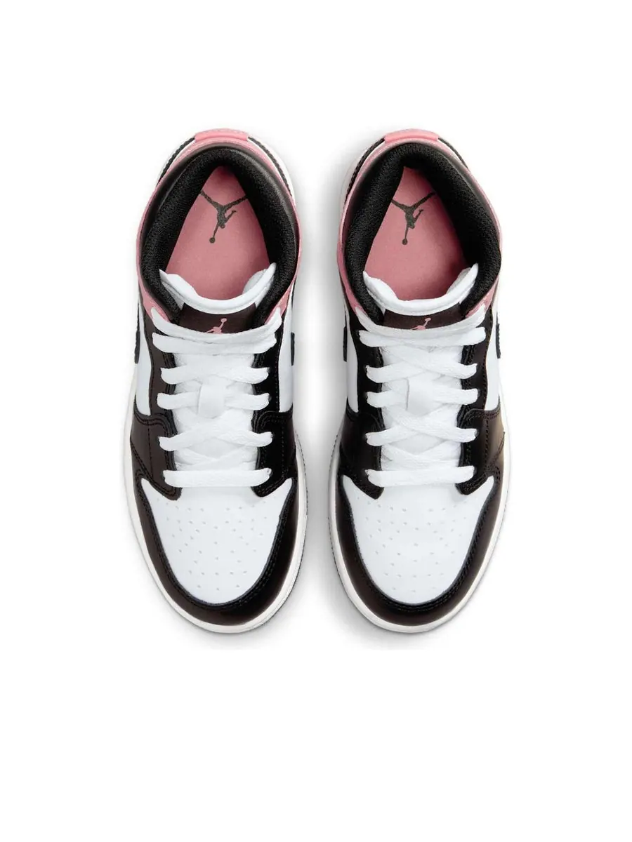 Кроссовки (GS) Air Jordan 1 Mid 'White Rust Pink' — изображение 4 из 6, белый