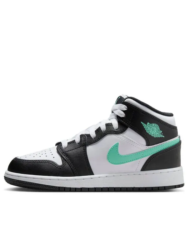 Кроссовки 1 mid 'green glow' Air Jordan — изображение 1 из 4, белый/черный/зеленый