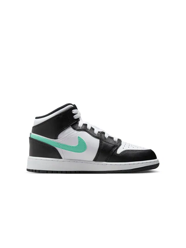 Кроссовки 1 mid 'green glow' Air Jordan — изображение 2 из 4, белый/черный/зеленый