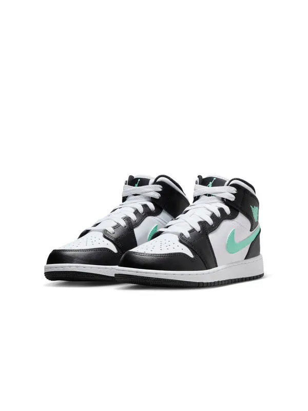 Кроссовки 1 mid 'green glow' Air Jordan — изображение 3 из 4, белый/черный/зеленый