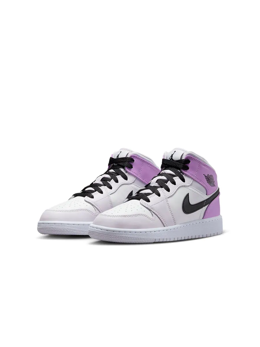Кроссовки (GS) Air Jordan 1 Mid 'Barely Grape' — изображение 3 из 6, фиолетовый