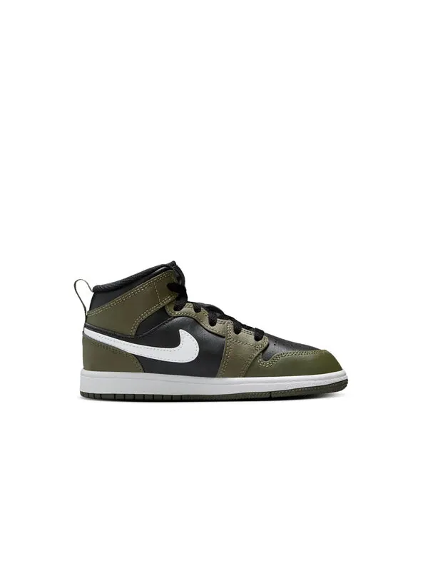 Кроссовки 1 mid 'medium olive' Air Jordan — изображение 2 из 4, черный/оливковый/белый