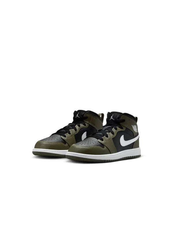 Кроссовки 1 mid 'medium olive' Air Jordan — изображение 3 из 4, черный/оливковый/белый