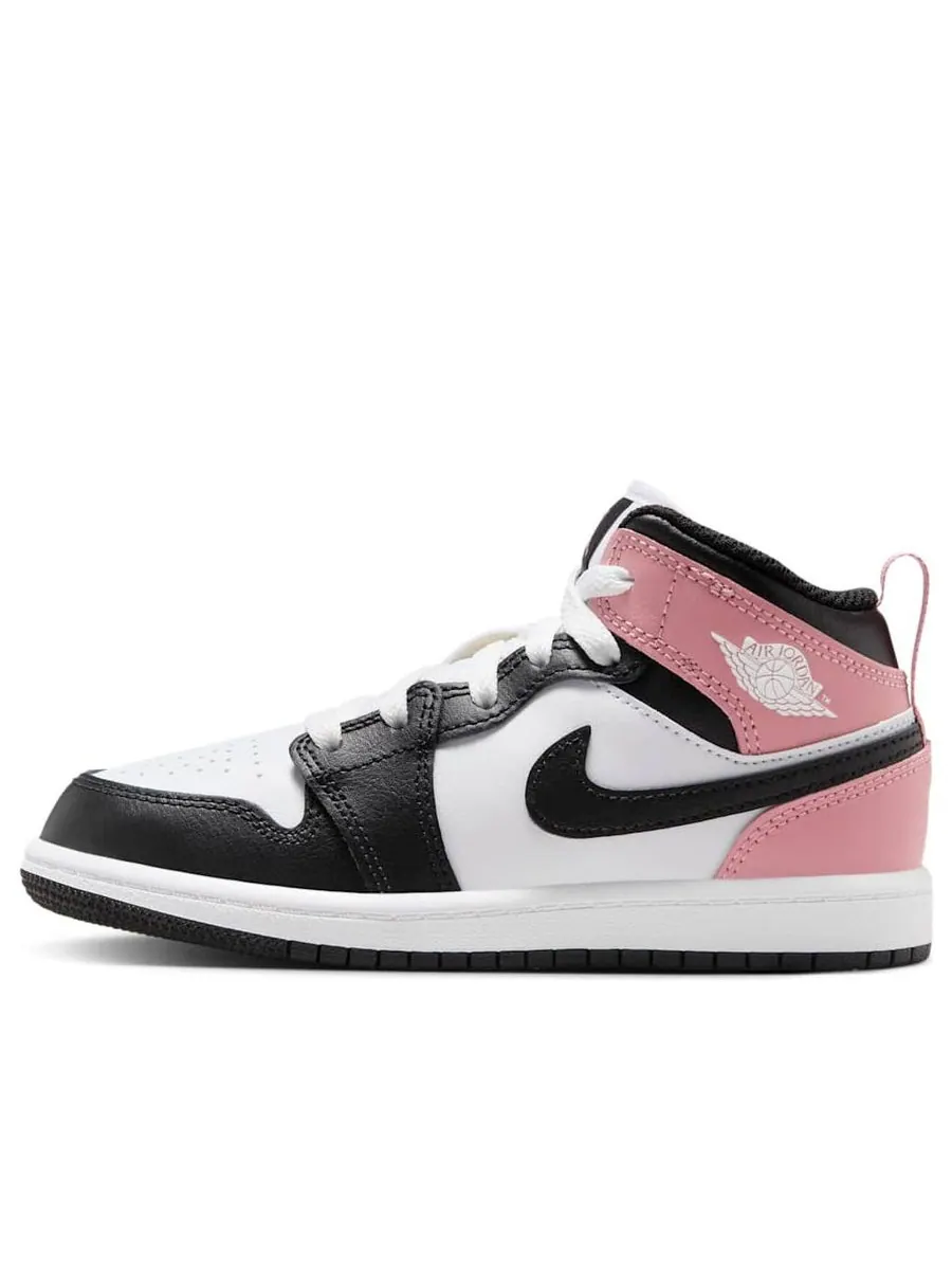 Кроссовки (PS) Air Jordan 1 Mid 'White Rust Pink Black' — изображение 1 из 6, белый