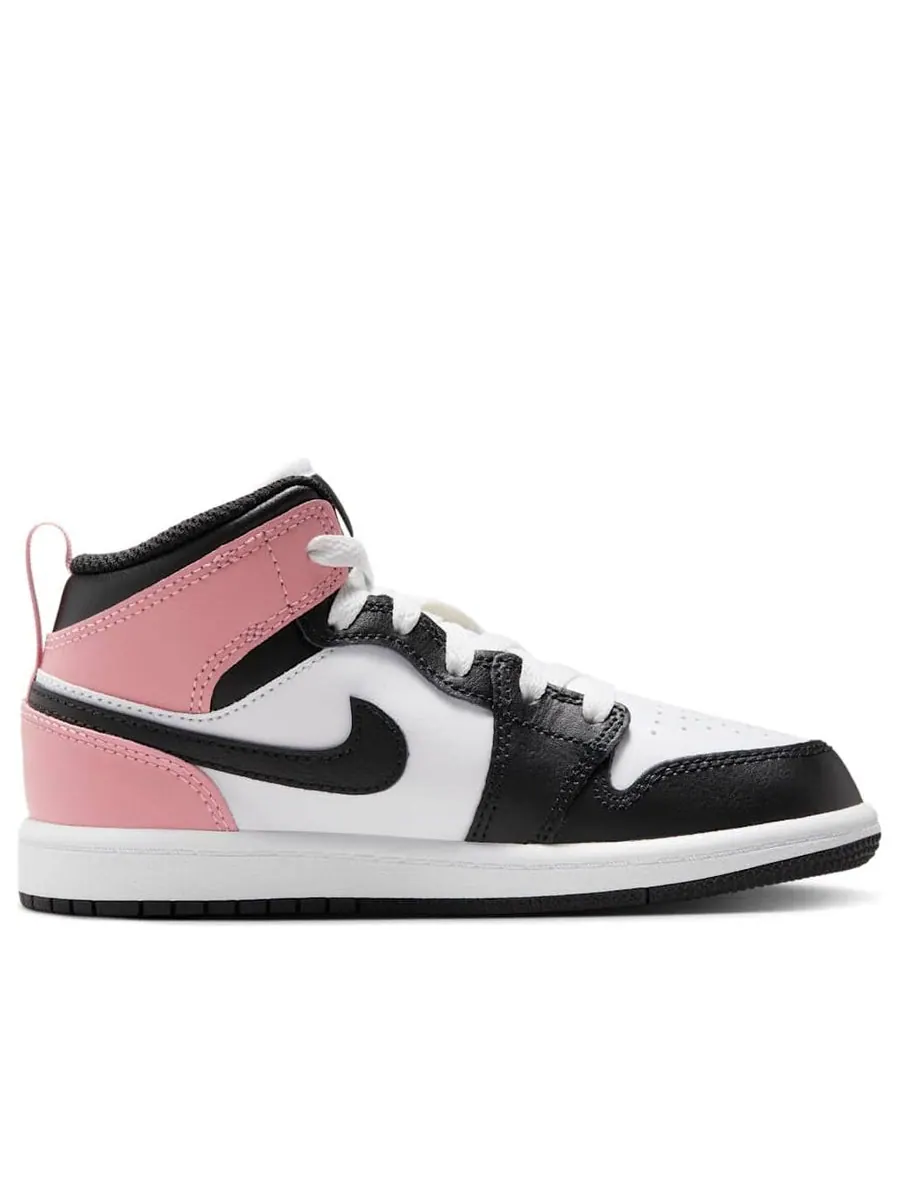 Кроссовки (PS) Air Jordan 1 Mid 'White Rust Pink Black' — изображение 2 из 6, белый