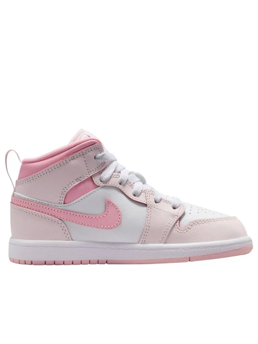 Кроссовки (PS) Air Jordan 1 Mid 'Pearl Pink White' — изображение 2 из 6, розовый