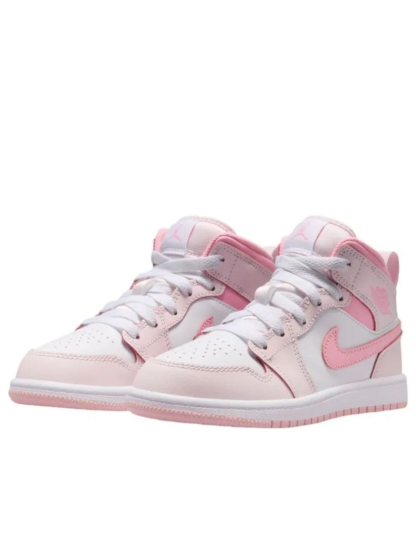Кроссовки (PS) Air Jordan 1 Mid 'Pearl Pink White' — изображение 4 из 6, розовый