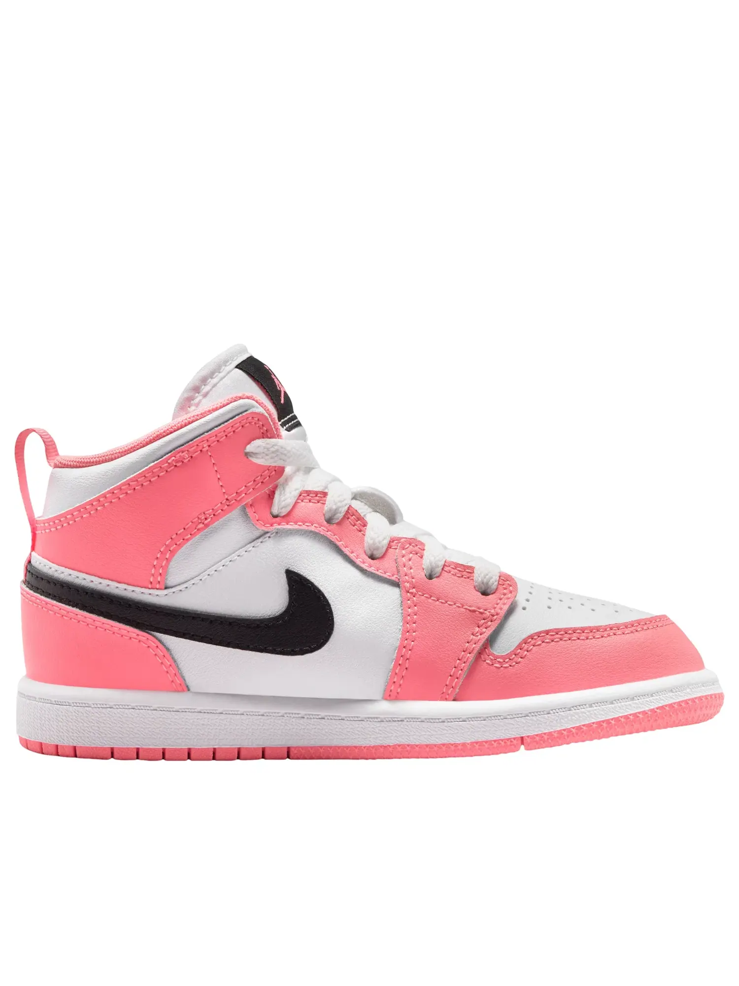 Детские кроссовки с кожаным верхом Air Jordan 1 Mid Pink Gaze White — изображение 2 из 7, розовый