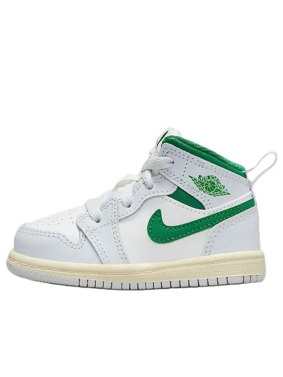 Кроссовки (TD) Air Jordan 1 Mid 'Summit White Pure Platinum Sail Pine Green' — изображение 1 из 6, зеленый