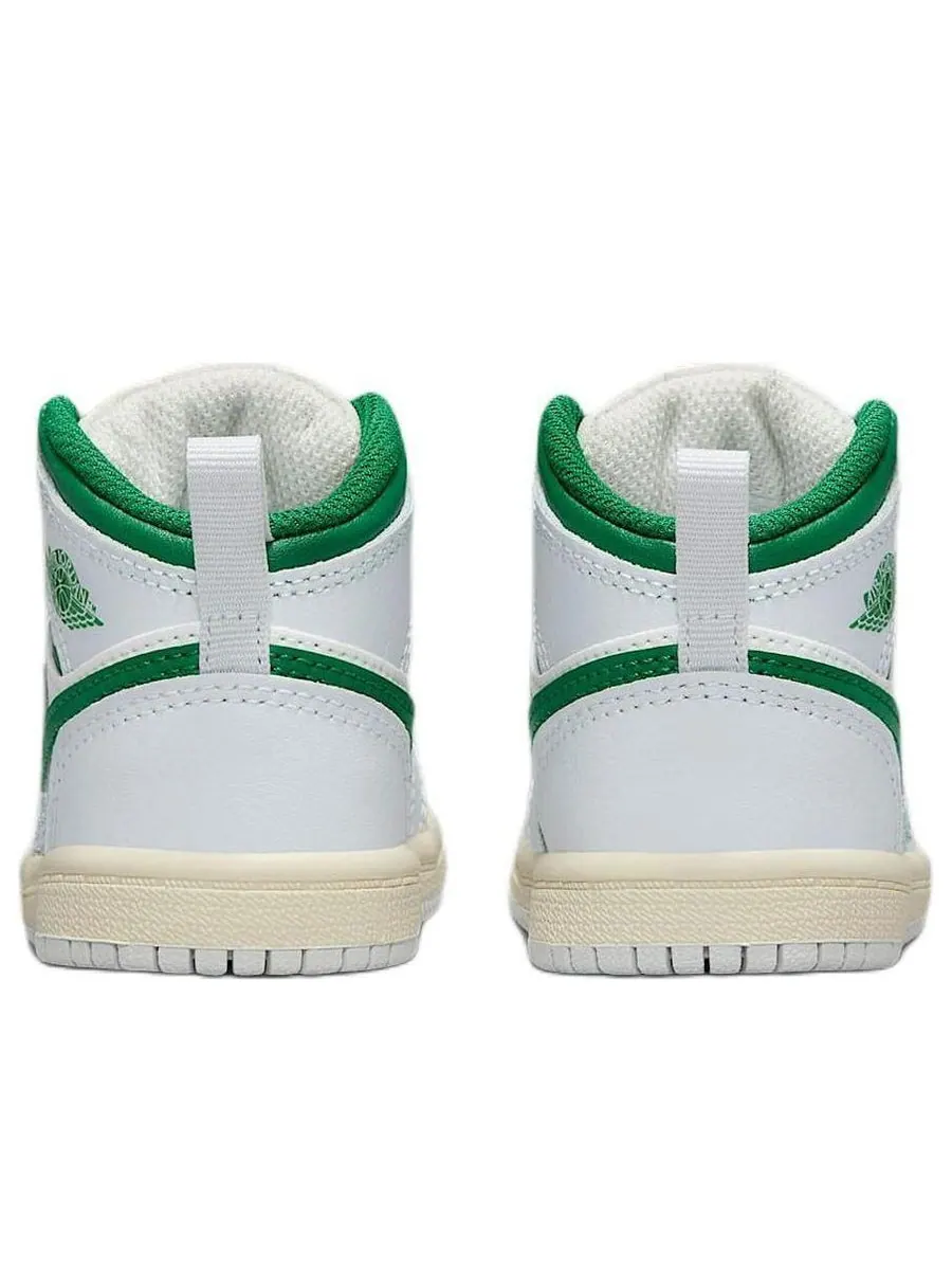 Кроссовки (TD) Air Jordan 1 Mid 'Summit White Pure Platinum Sail Pine Green' — изображение 5 из 6, зеленый