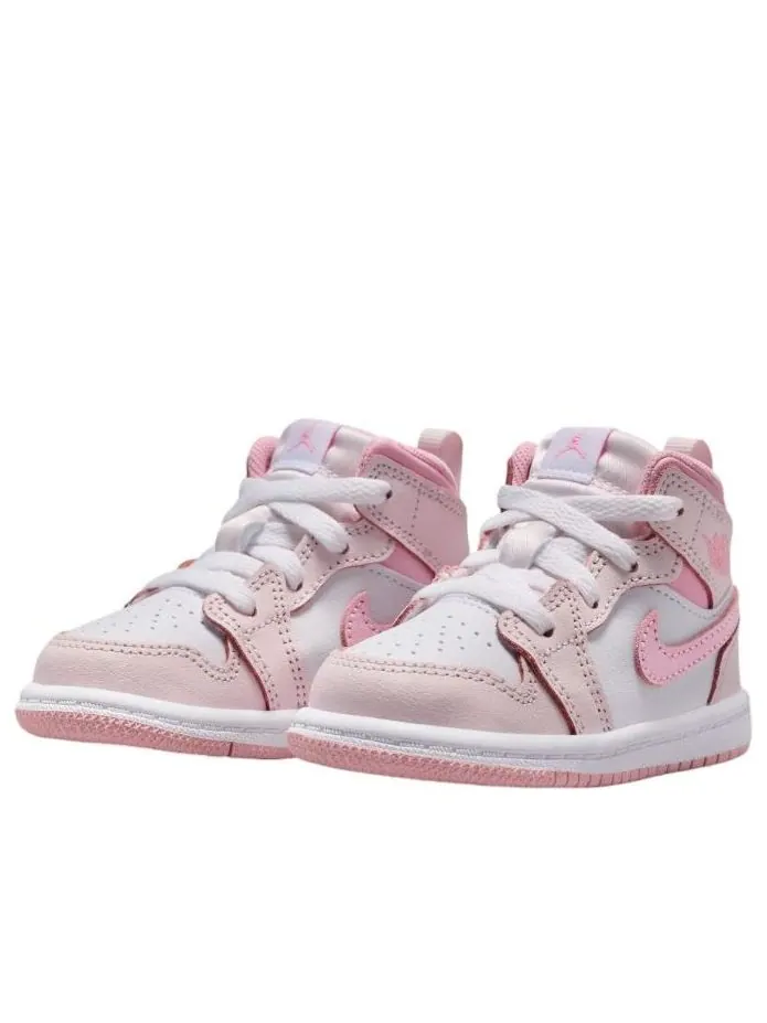 Кроссовки (TD) Air Jordan 1 Mid 'Pearl Pink White' — изображение 4 из 6, розовый