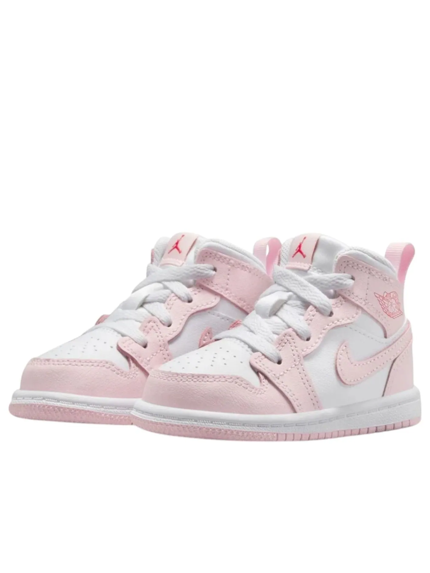 Кроссовки (TD) Air Jordan 1 Mid 'Pink Foam Fire Red White' — изображение 2 из 5, розовый