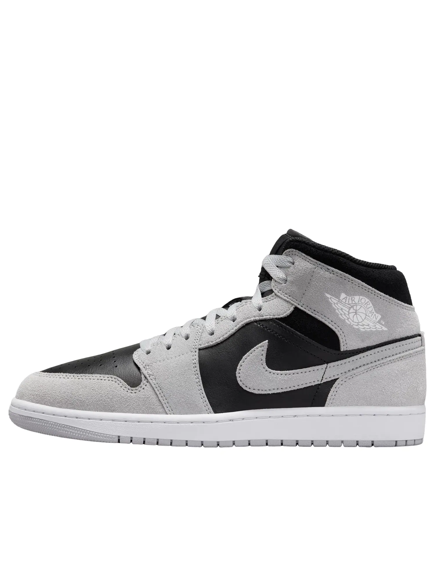 Мужские кроссовки с кожаным верхом Air Jordan 1 Mid Light Smoke Grey Black — изображение 1 из 7, серый