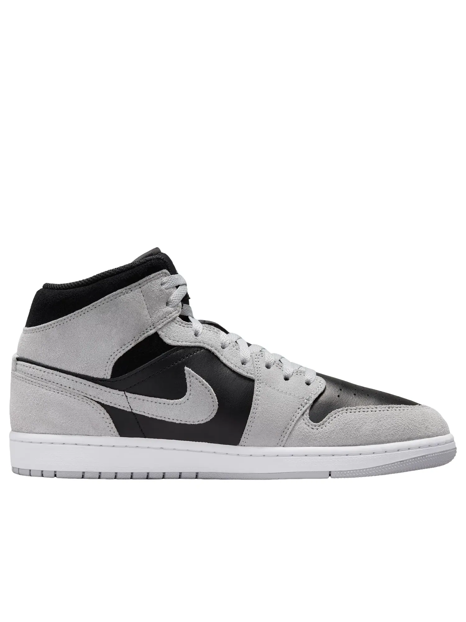 Мужские кроссовки с кожаным верхом Air Jordan 1 Mid Light Smoke Grey Black — изображение 2 из 7, серый