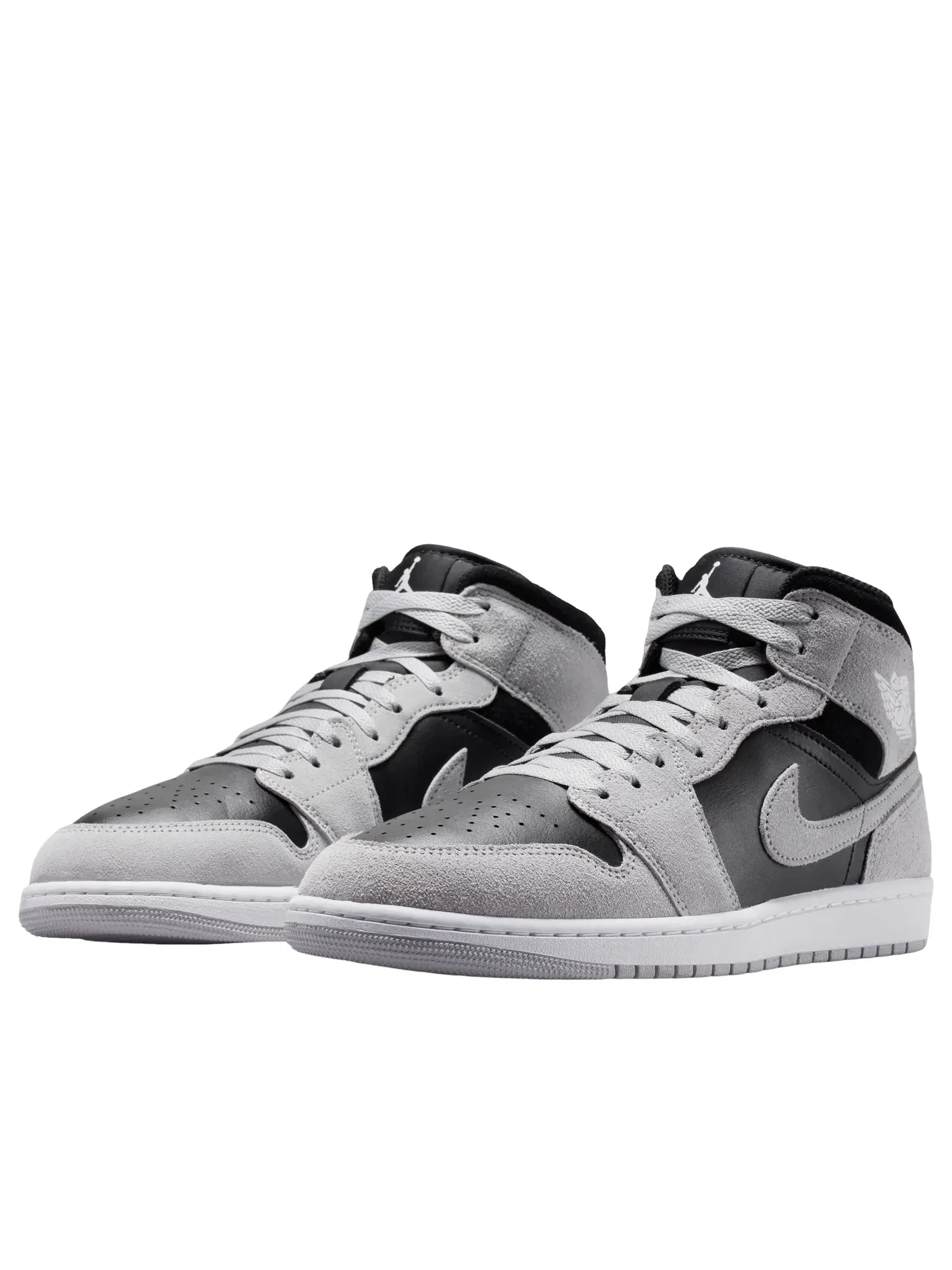 Мужские кроссовки с кожаным верхом Air Jordan 1 Mid Light Smoke Grey Black — изображение 5 из 7, серый
