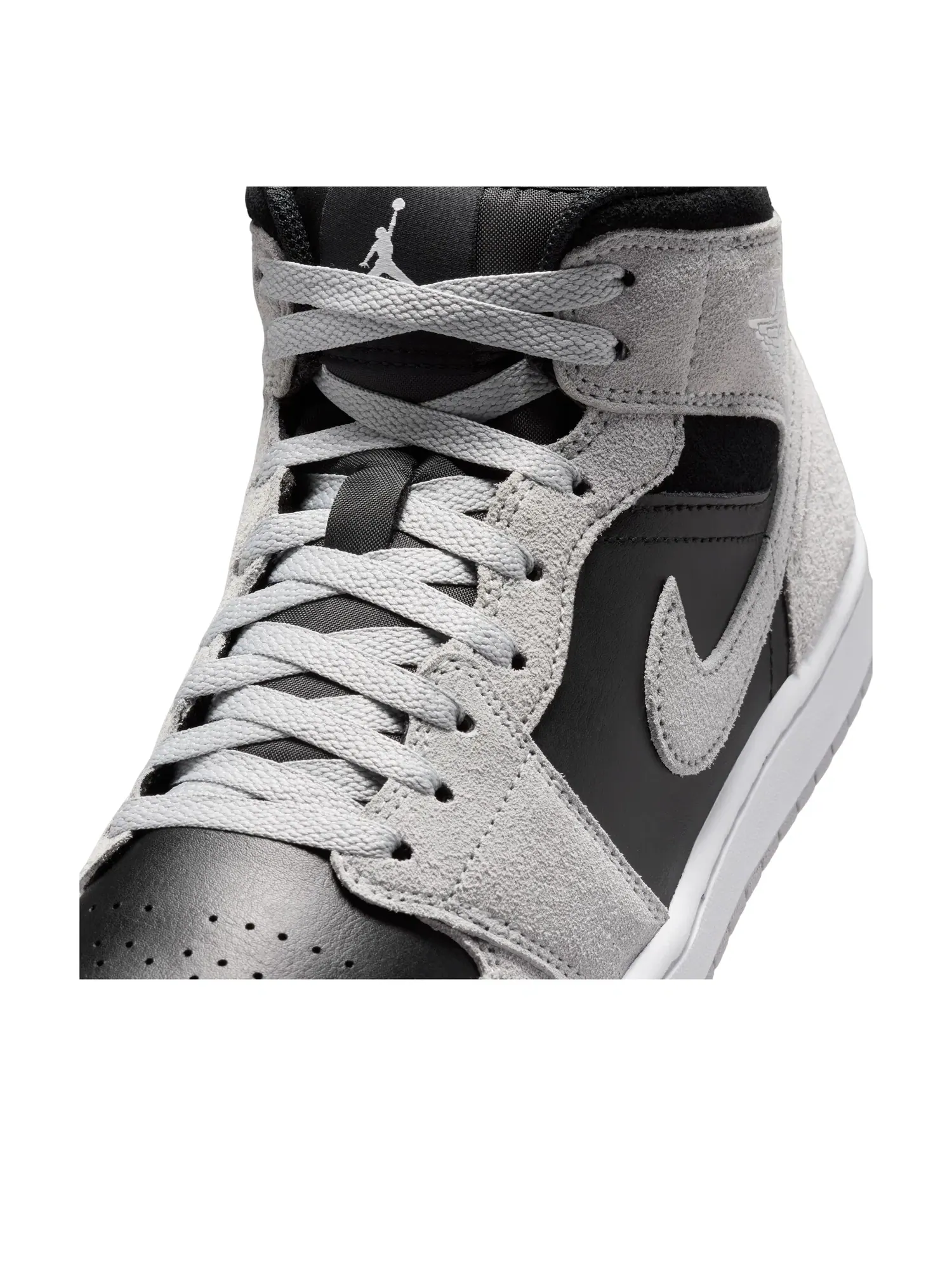 Мужские кроссовки с кожаным верхом Air Jordan 1 Mid Light Smoke Grey Black — изображение 6 из 7, серый