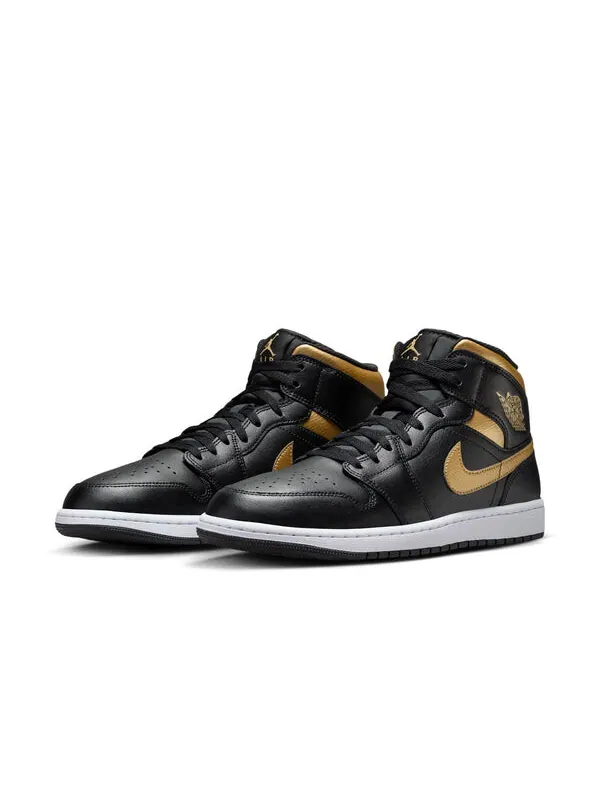 Кроссовки 1 mid 'black metallic gold' Air Jordan — изображение 3 из 4