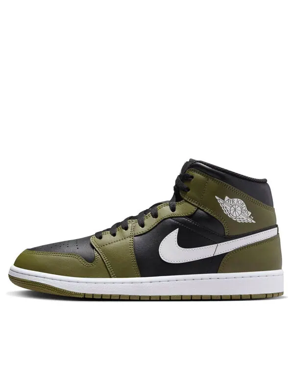 Кроссовки 1 средние Air Jordan — изображение 1 из 4, черный/оливковый//белый