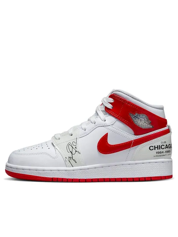 Кроссовки 1 mid 'rookie season' Air Jordan — изображение 1 из 4, белый/красный