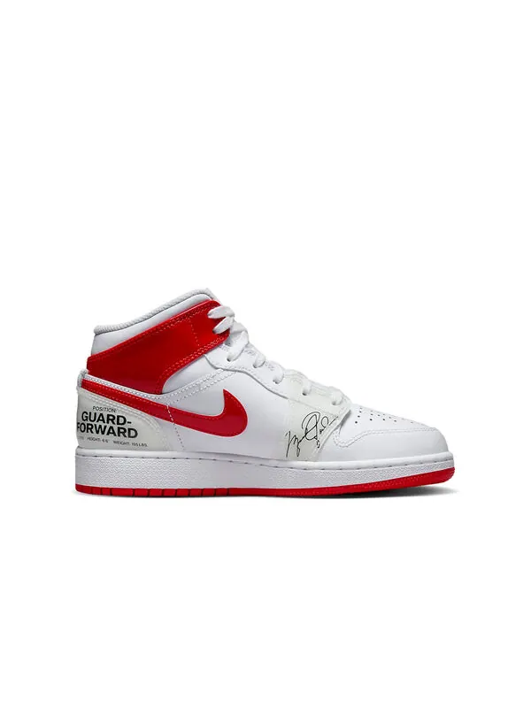 Кроссовки 1 mid 'rookie season' Air Jordan — изображение 2 из 4, белый/красный