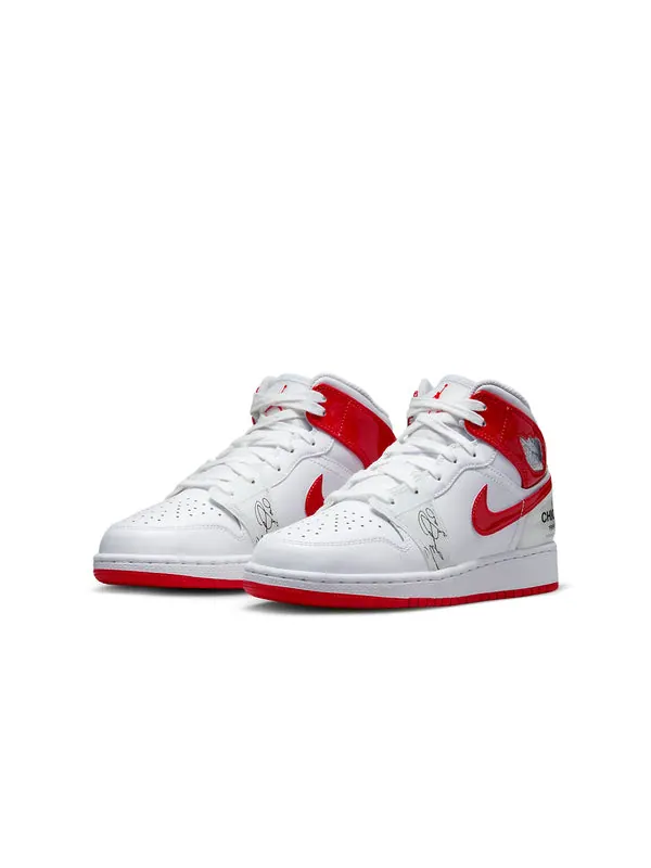 Кроссовки 1 mid 'rookie season' Air Jordan — изображение 3 из 4, белый/красный