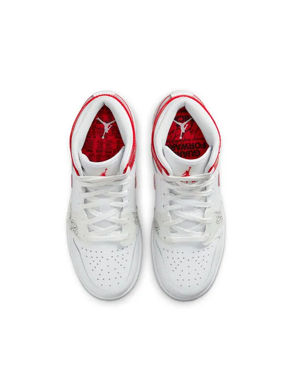 Кроссовки 1 mid 'rookie season' Air Jordan — изображение 4 из 4, белый/красный