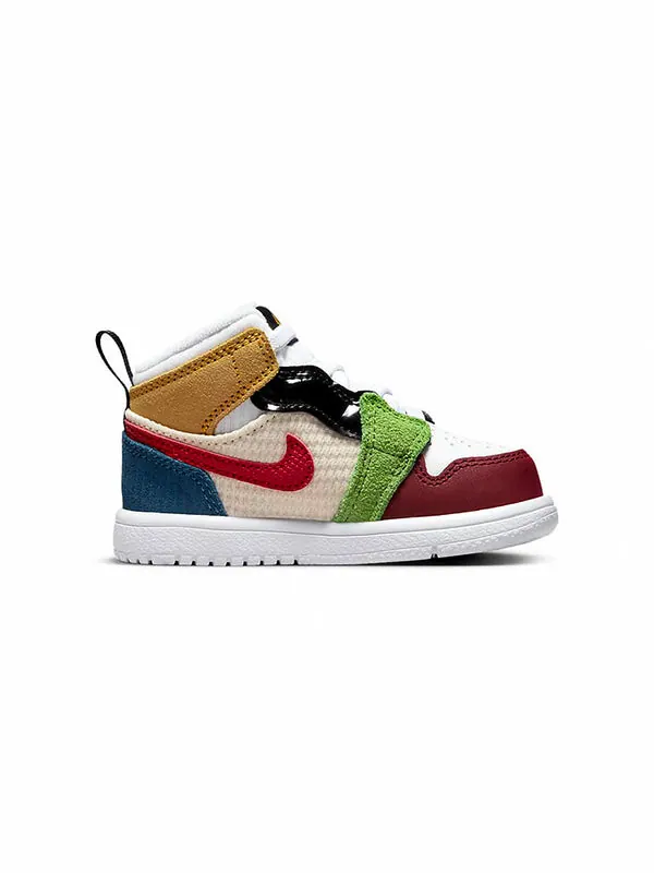 Кроссовки (TD) Air Jordan 1 Mid ALT SE 'Pearl White Gym Red' — изображение 2 из 4, белый, красный