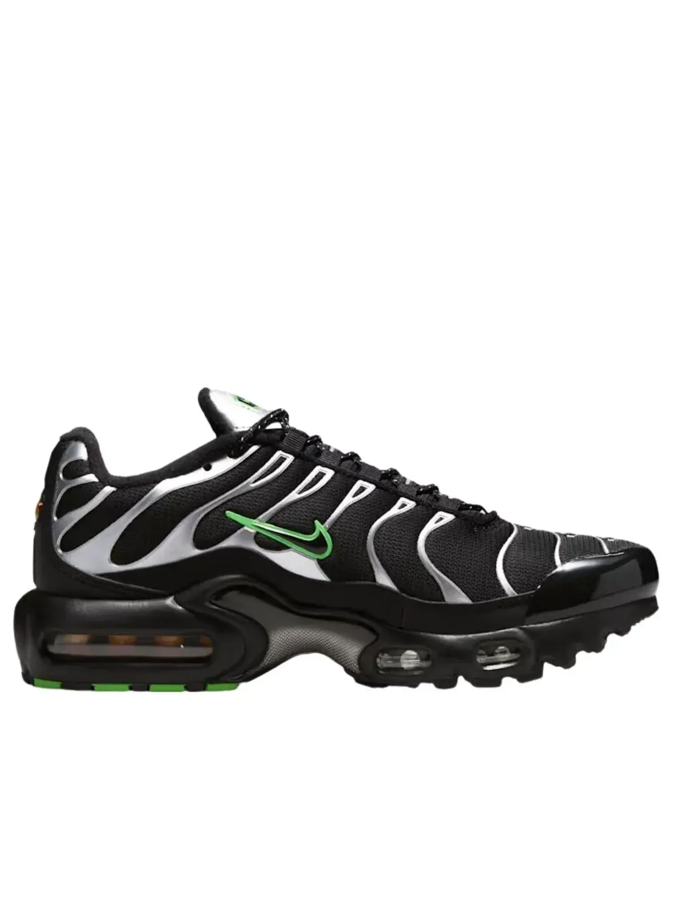 Кроссовки (GS) Nike Air Max Plus 'Black Green Strike Metallic Silver' — изображение 6 из 6, черный