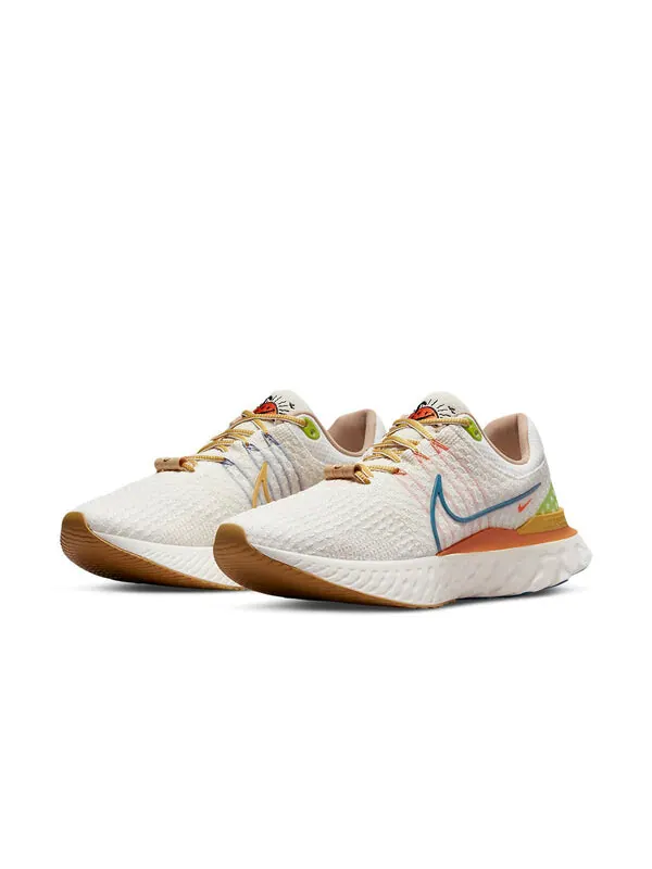 Кроссовки react infinity run flyknit 3 Nike — изображение 3 из 4, белый/белый/желтый/синий