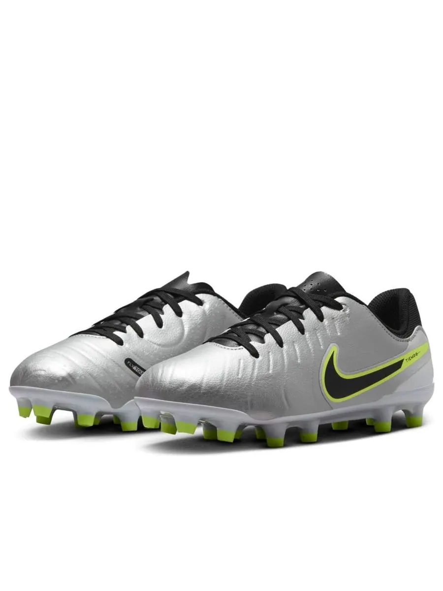 Кроссовки (GS) Nike JR. Tiempo Legend 10 Academy MG 'Metallic Silver Black Volt' — изображение 2 из 5, серебряный