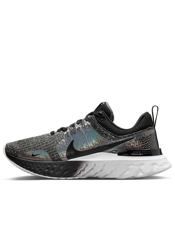 Кроссовки react infinity run flyknit 3 premium 'black zebra iridescent' Nike — изображение 1 из 4, серый