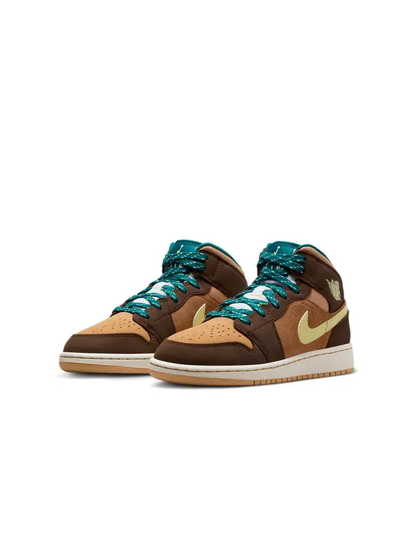 Кроссовки 1 mid 'cacao wow' Air Jordan — изображение 3 из 4, зеленый-коричневый