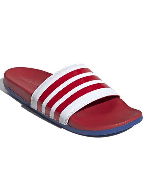 Тапочки adilette comfort 'scarlet' Adidas — изображение 2 из 4, белый/красный/синий