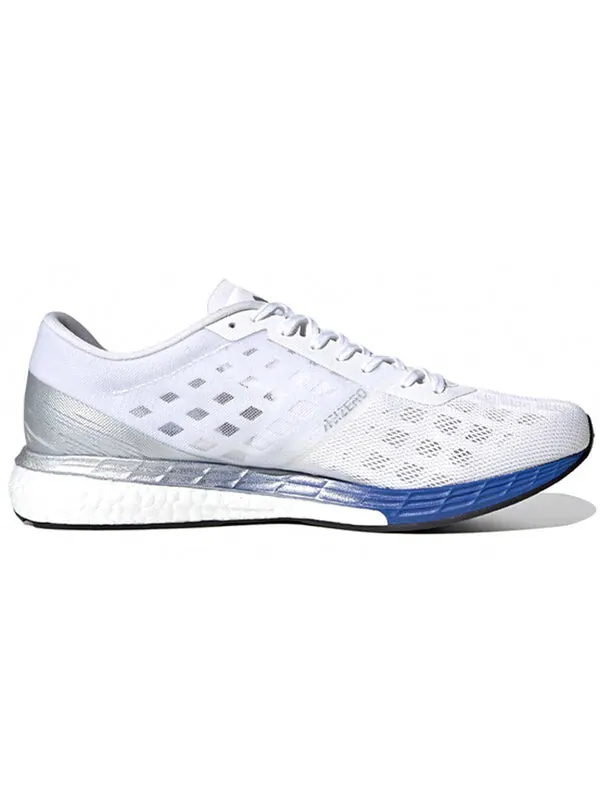 Кроссовки adizero boston 9 серебристые Adidas — изображение 2 из 4, белый/серебристый/синий