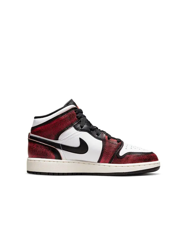 Кроссовки 1 mid se 'wear-away' Air Jordan — изображение 2 из 4, черный/белый
