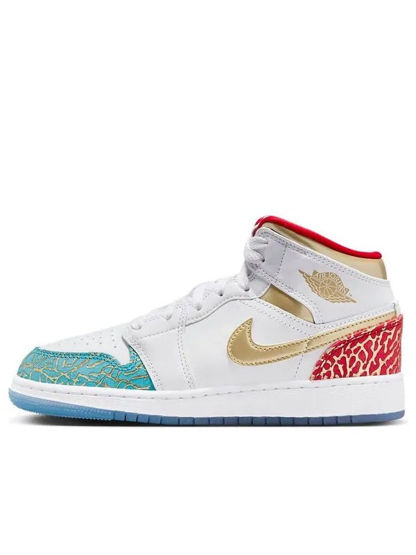 Кроссовки 1 средние Air Jordan — изображение 1 из 4, белый/синий/красный