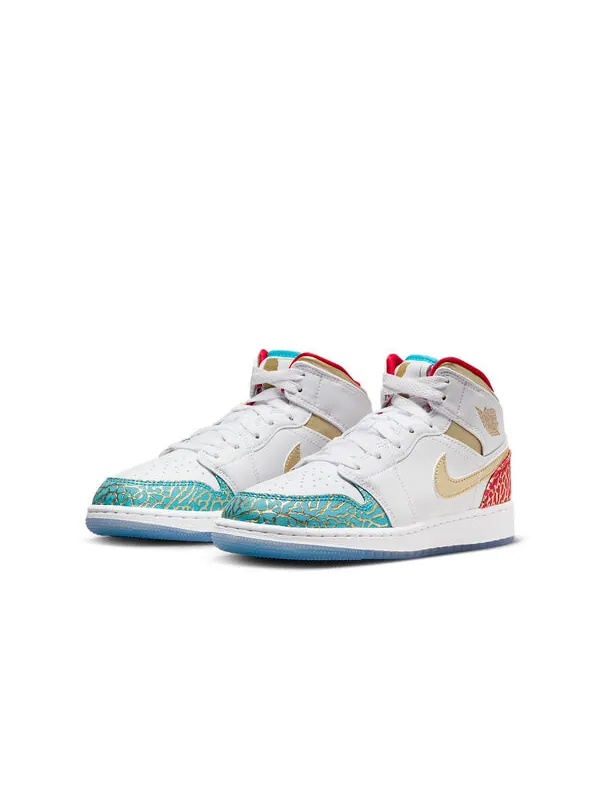 Кроссовки 1 средние Air Jordan — изображение 2 из 4, белый/синий/красный