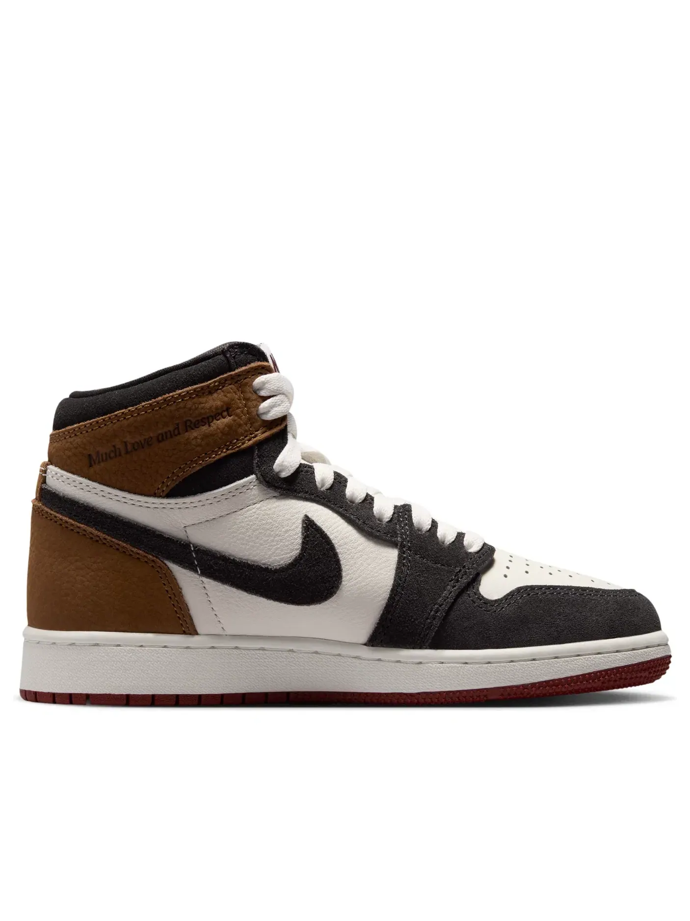 Детские кроссовки высокие с кожаным верхом Air Jordan 1 High OG Love Letter — изображение 2 из 7, коричневый
