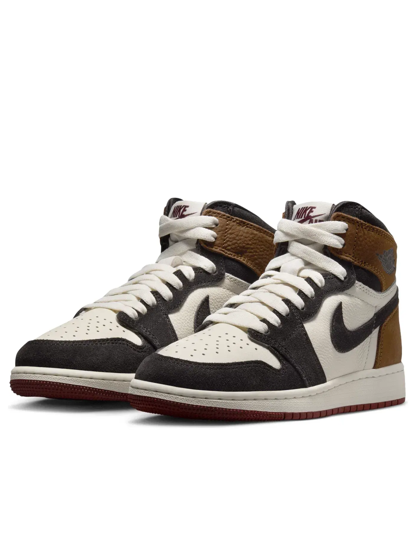 Детские кроссовки высокие с кожаным верхом Air Jordan 1 High OG Love Letter — изображение 5 из 7, коричневый