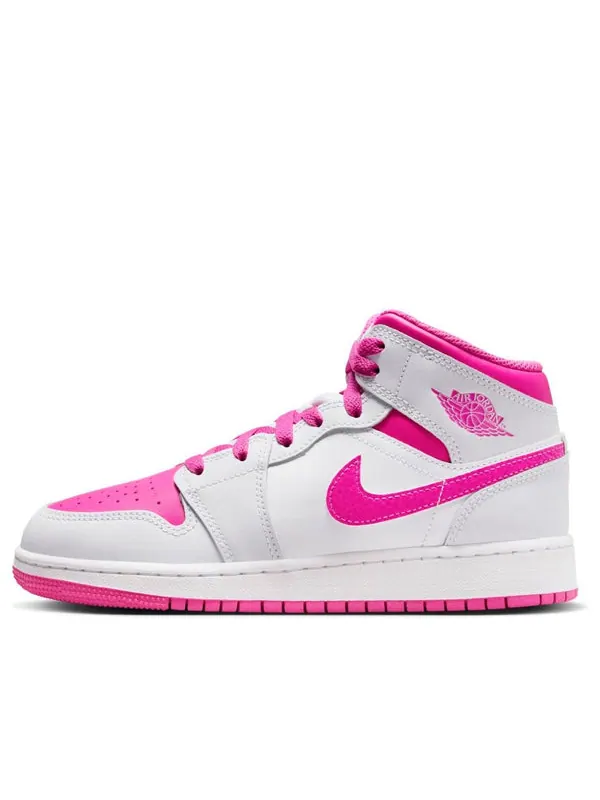 Кроссовки 1 mid 'fire pink' Air Jordan — изображение 1 из 4, белый/розовый