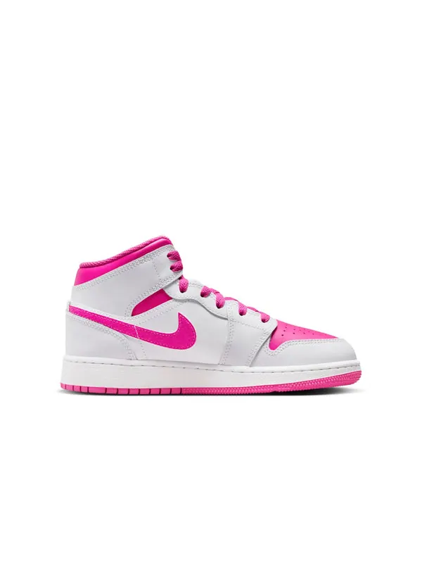 Кроссовки 1 mid 'fire pink' Air Jordan — изображение 2 из 4, белый/розовый