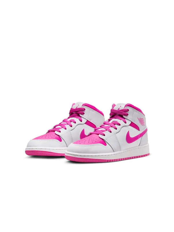 Кроссовки 1 mid 'fire pink' Air Jordan — изображение 3 из 4, белый/розовый