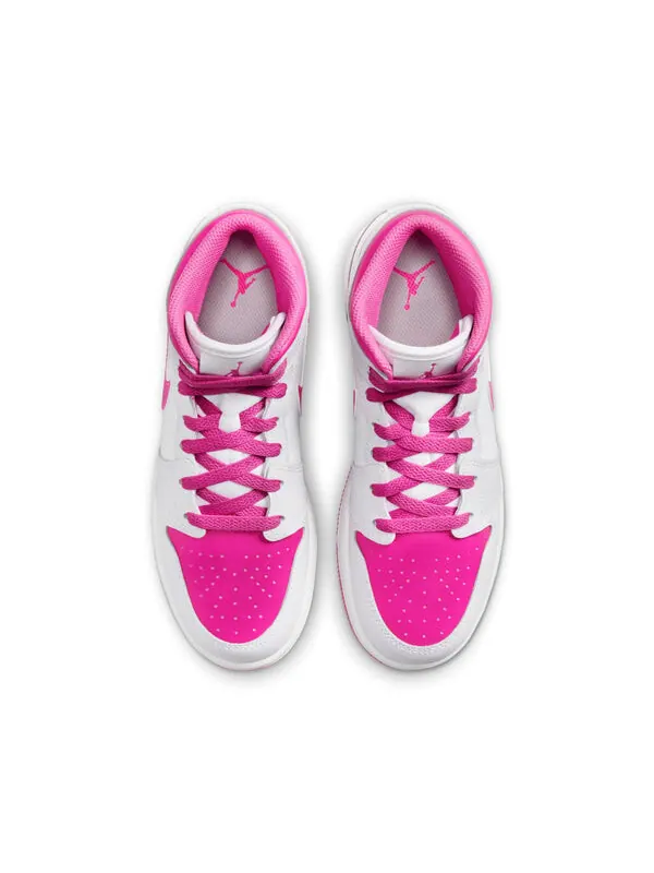Кроссовки 1 mid 'fire pink' Air Jordan — изображение 4 из 4, белый/розовый