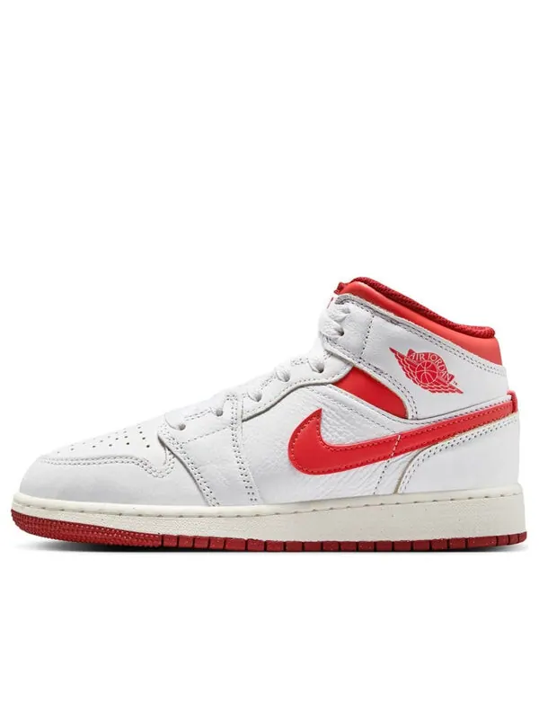 Кроссовки 1 mid se 'white dune red' Air Jordan — изображение 1 из 4, белый//красный//бежевый