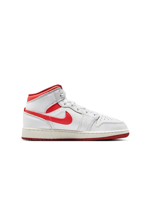 Кроссовки 1 mid se 'white dune red' Air Jordan — изображение 2 из 4, белый//красный//бежевый