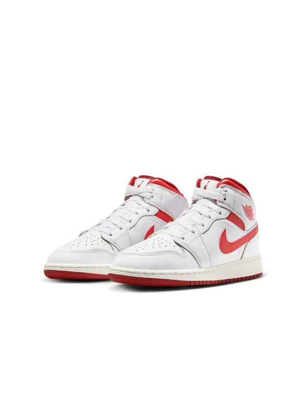 Кроссовки 1 mid se 'white dune red' Air Jordan — изображение 3 из 4, белый//красный//бежевый