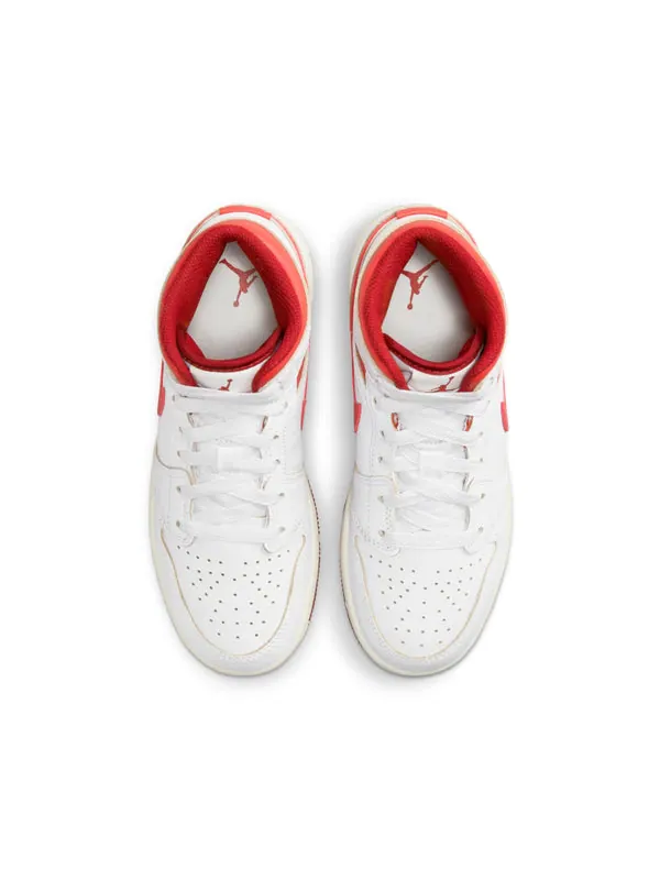 Кроссовки 1 mid se 'white dune red' Air Jordan — изображение 4 из 4, белый//красный//бежевый