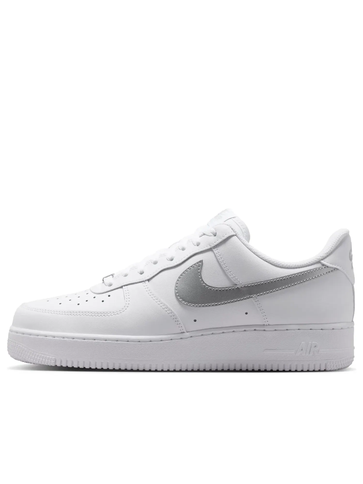 Мужские кроссовки с кожаным верхом Nike Air Force 1 Low '07 White Metallic Silver — изображение 1 из 6, белый